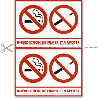 Affiche d'interdiction de fumer et vapoter gratuite à imprimer