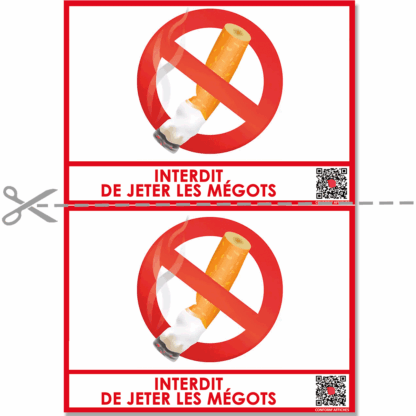 Affiche Interdiction de jeter les Mégots