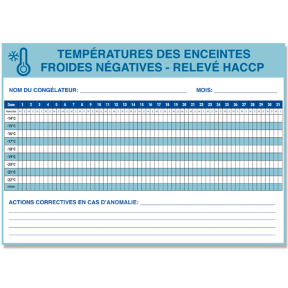 Relevé de Température de Congelateur • Fiche de Contrôle HACCP